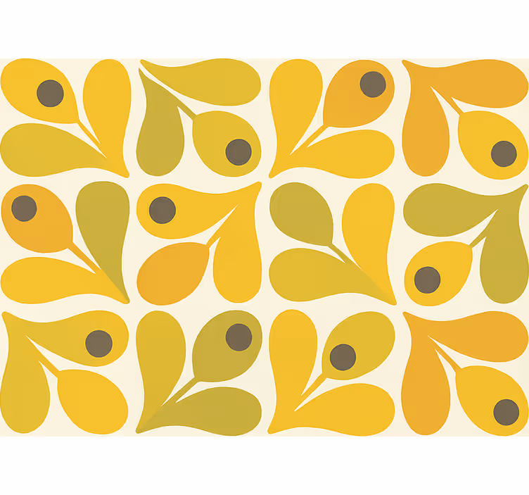 Tapeta za dnevno sobo retro rumeni geometrijski vzorci - TenStickers
