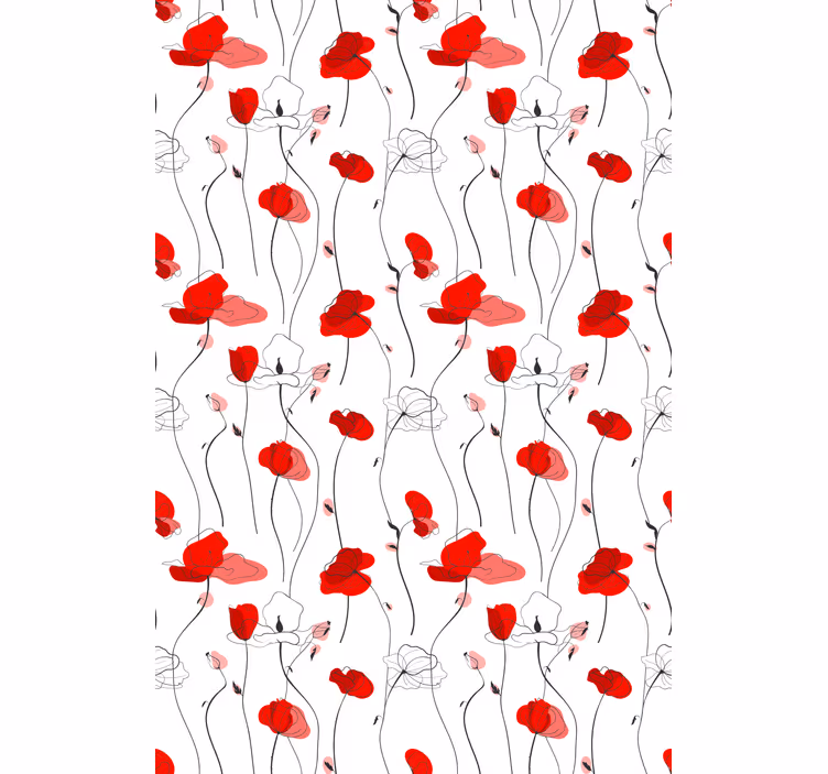 Tapeta z motivom vrtnice risba makov - TenStickers