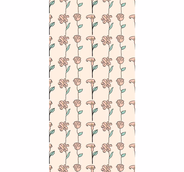 Cvetlični ornamentalni zidni papir minimalistični cvetovi - TenStickers