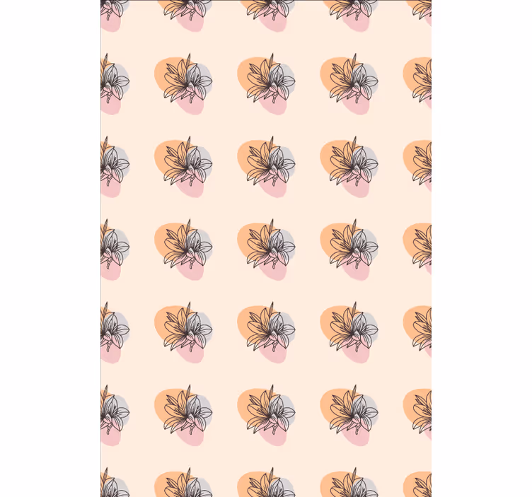 Cvetlični ornamentalni zidni papir minimalistična cvetlica - TenStickers