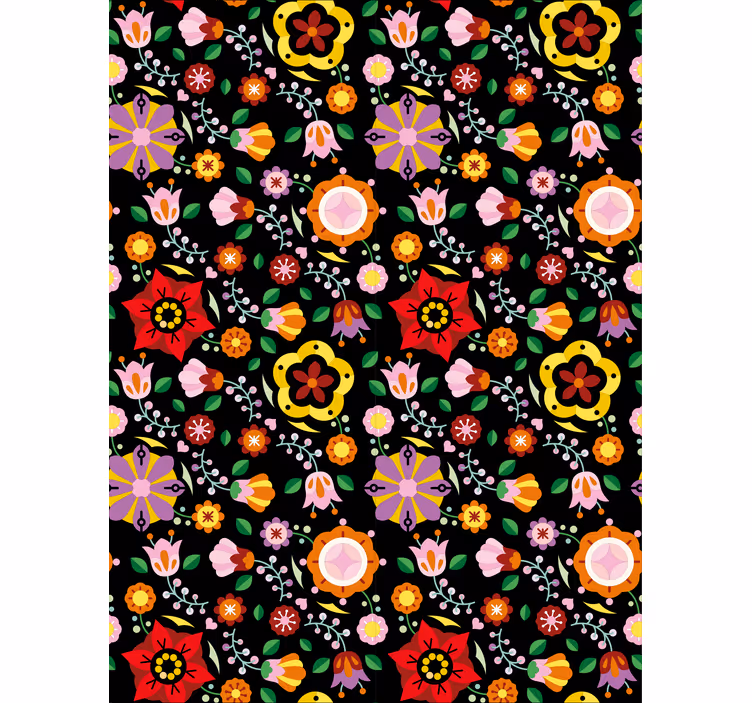 Cvetlični ornamentalni zidni papir poljski folklorni vzorci - TenStickers