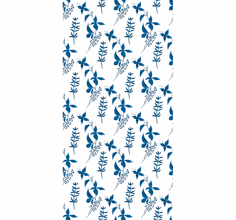 Cvetlični ornamentalni zidni papir modri cvetlični vzorec - TenStickers