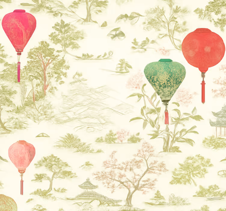 Tapete za spalnice orientalna pokrajina chinoiserie - TenStickers
