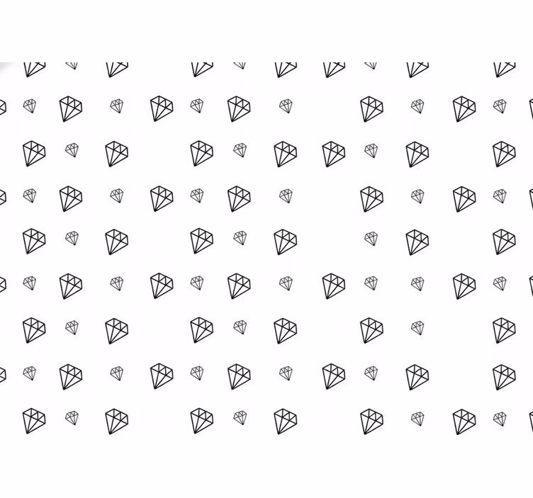 Bela tapeta z vzorcem črnih diamantov - TenStickers