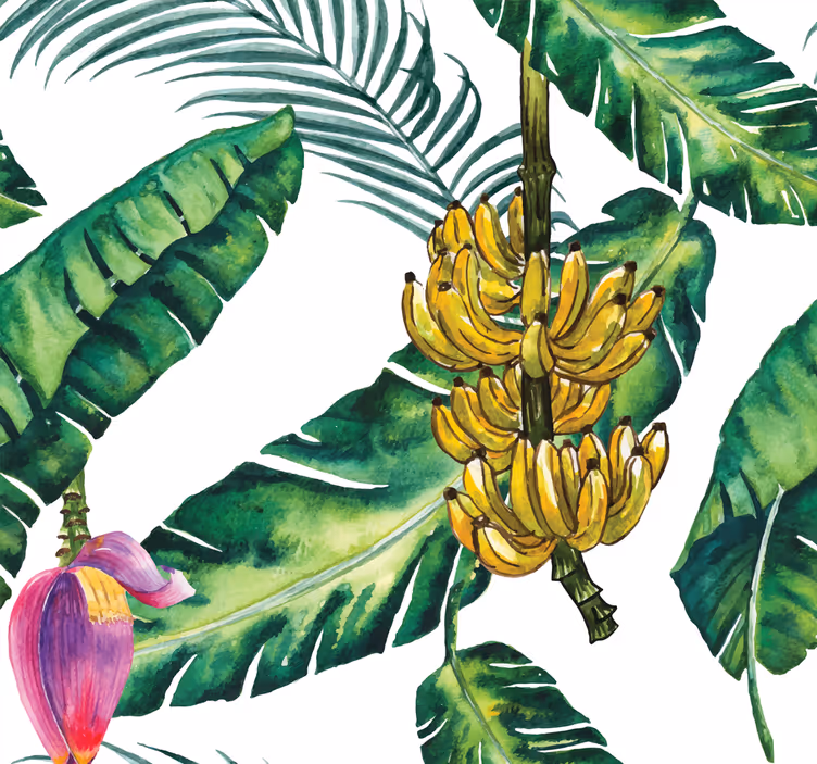 Džungla tapeta lističi banan - TenStickers