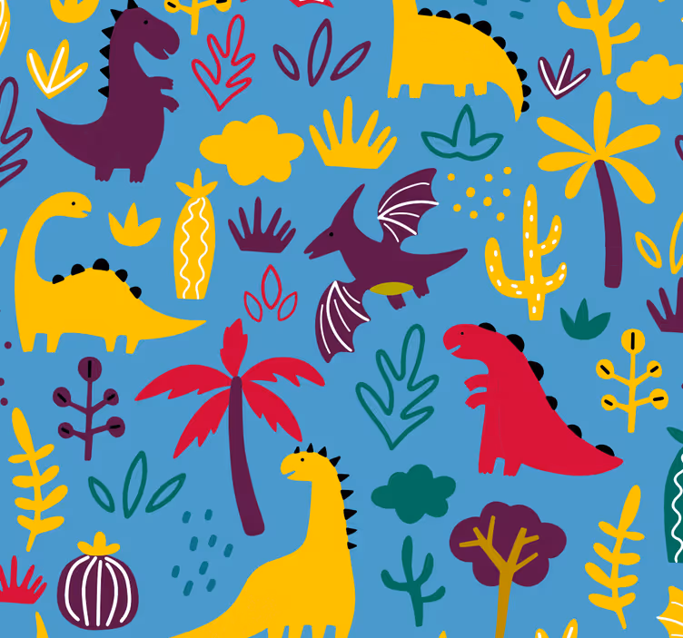 Tapeta spalnice vesel dinozavrov - TenStickers