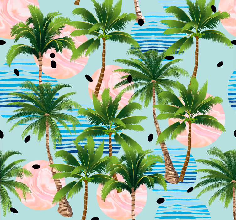 Palme in valovi tapeta narave - TenStickers