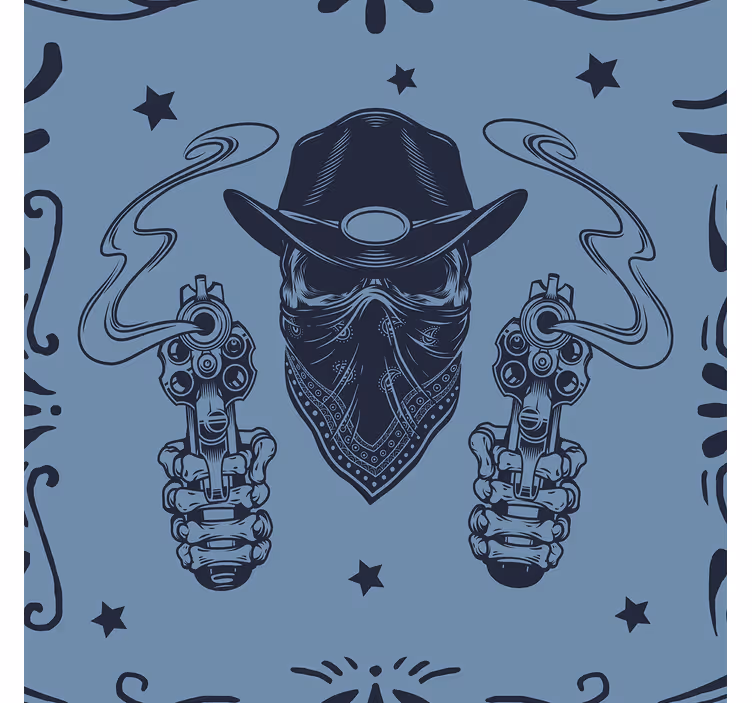 Kavbojska lobanja in jata vintage tapeta - TenStickers