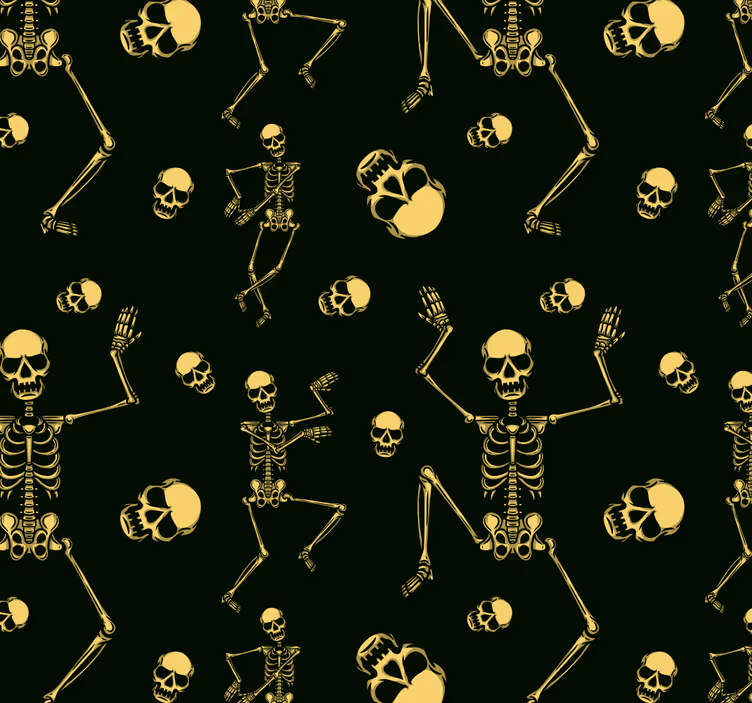 Smešno okostje pleše belo tapeta - TenStickers