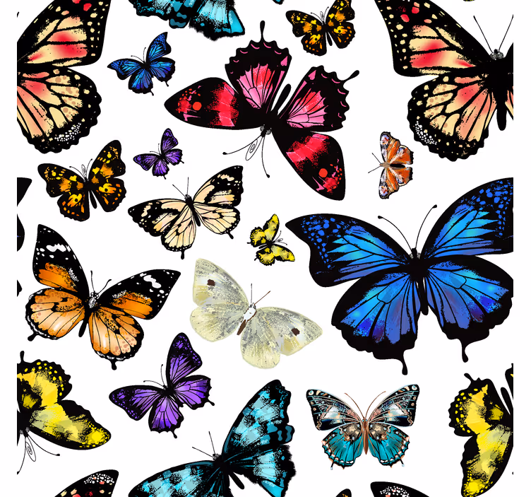 Colored flying motif metuljev ozadje - TenStickers