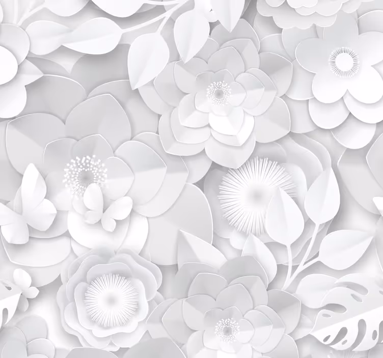 3d tapeta belega cvetja - TenStickers