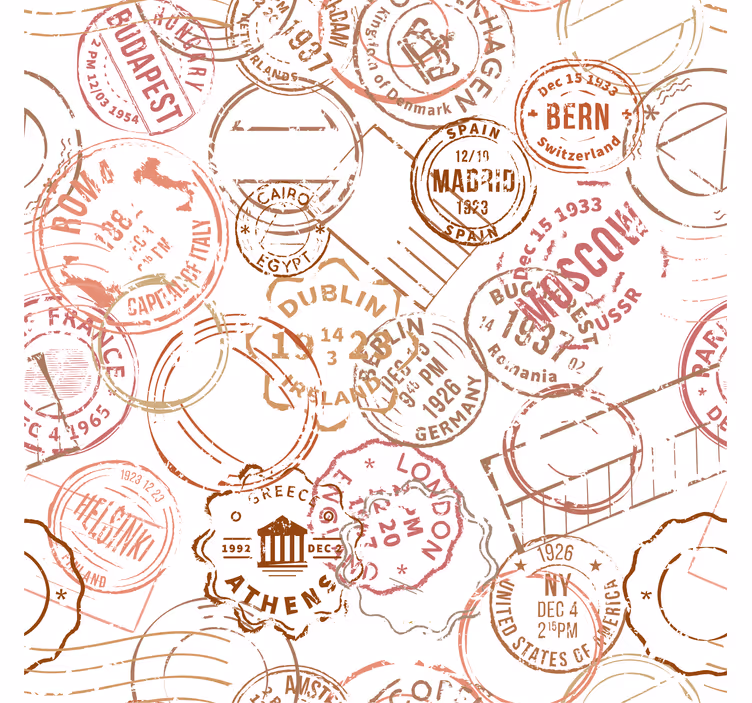 Retro štampiljke vintage tapeta - TenStickers