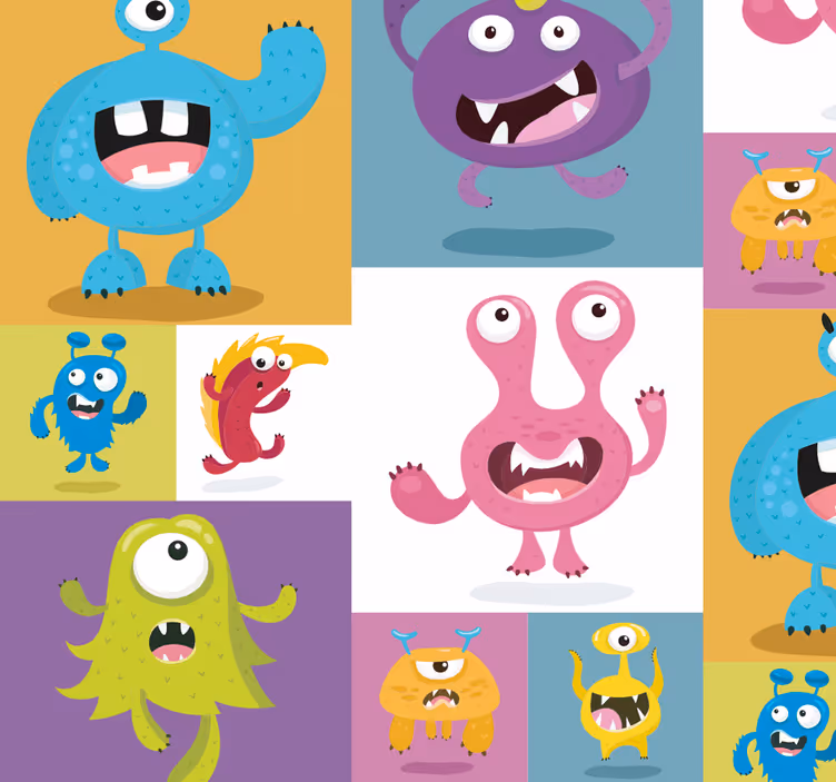 Prijazna tapeta za otroke pošasti - TenStickers