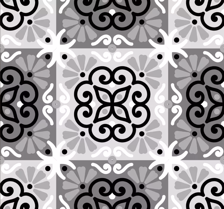 črni ornament okrasne tapeta - TenStickers