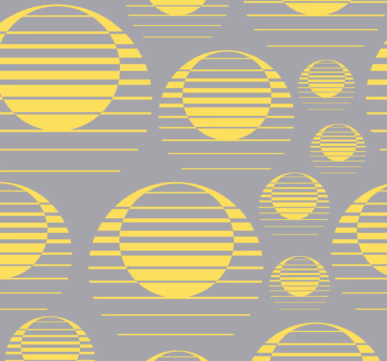 Retro sonce nariši sive rumene abstraktne tapeta - TenStickers