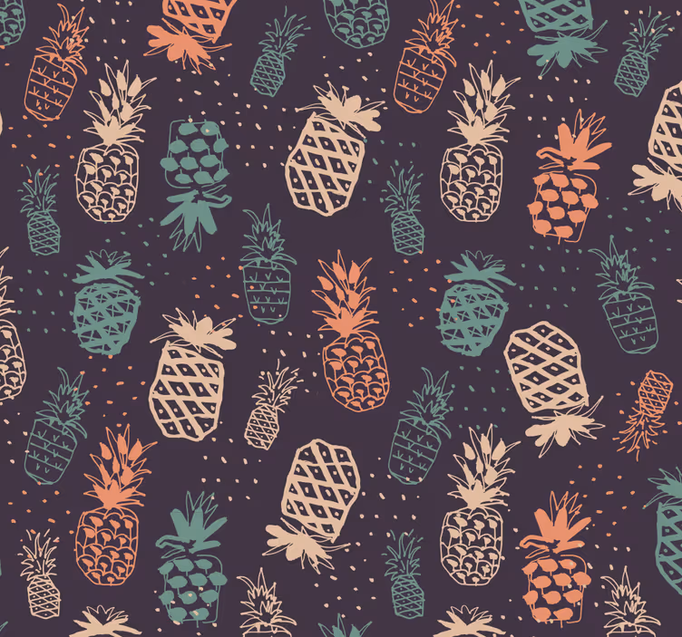 Modre ananas vintage tapeta - TenStickers
