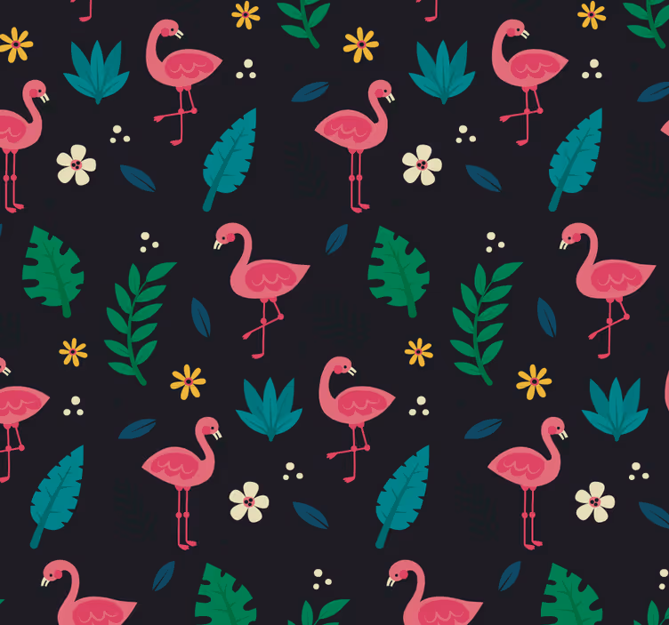 Flamingo vzorec tapeta z živalmi - TenStickers