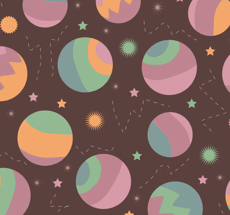 Vesoljski polka vzorec Tapete za otroške sobe - TenStickers