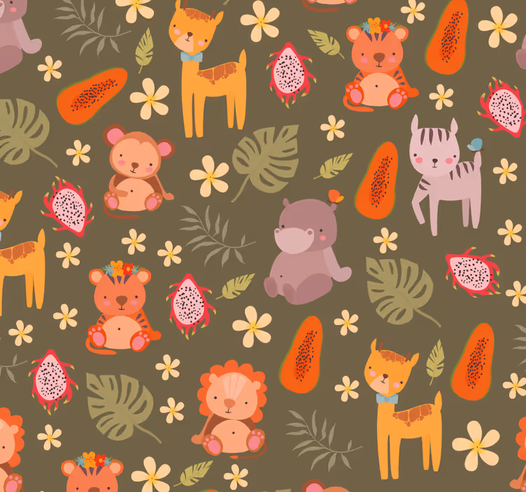 Vzorec gozdnih bitij tapeta z živalmi - TenStickers