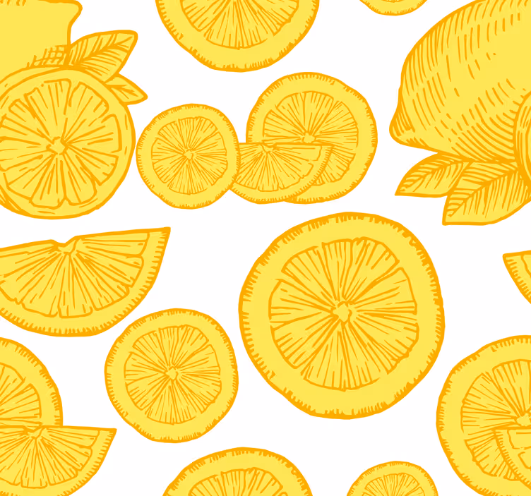 Oranžne in limonine skice citrus tapeta - TenStickers