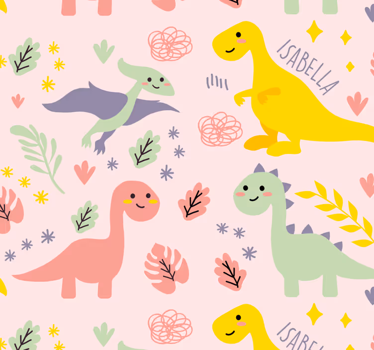 Igriva tema dinozavrov otroške sobe tapete - TenStickers