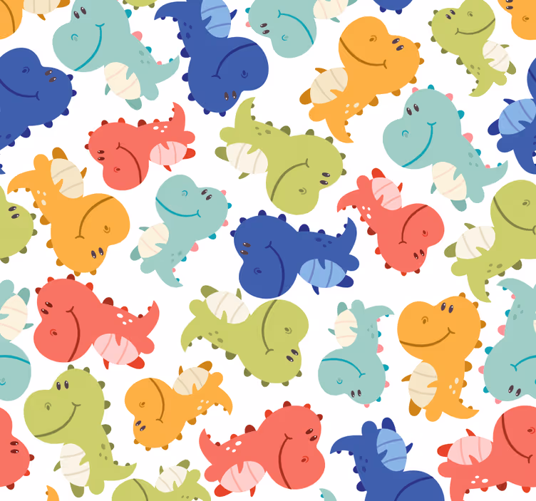 Vesel vzorec dinozavra tapeta z dinozavri - TenStickers