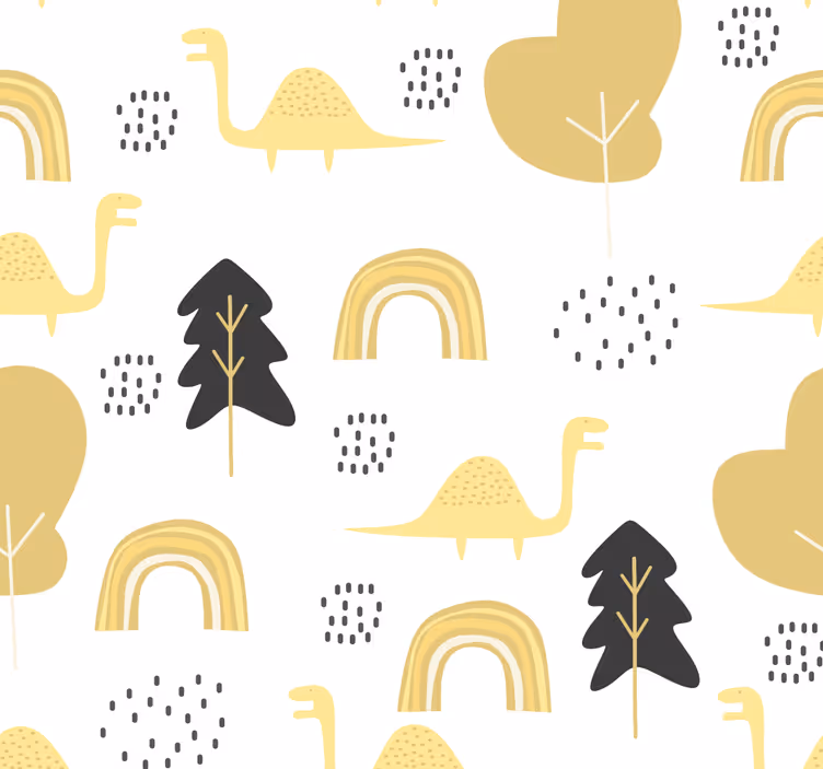 Rumene tapeta nordijskega sloga dinozavrov - TenStickers