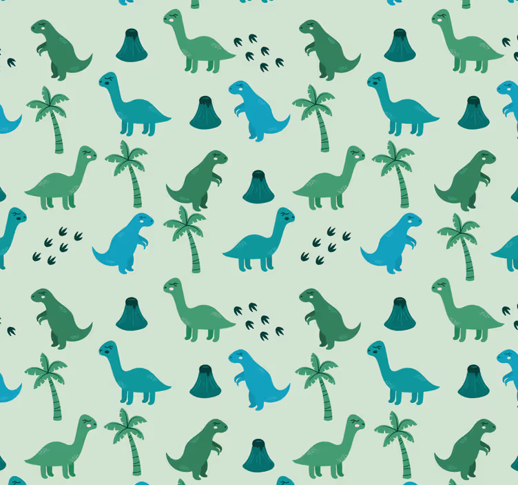 Zeleni dinozavri otroška tapeta - TenStickers