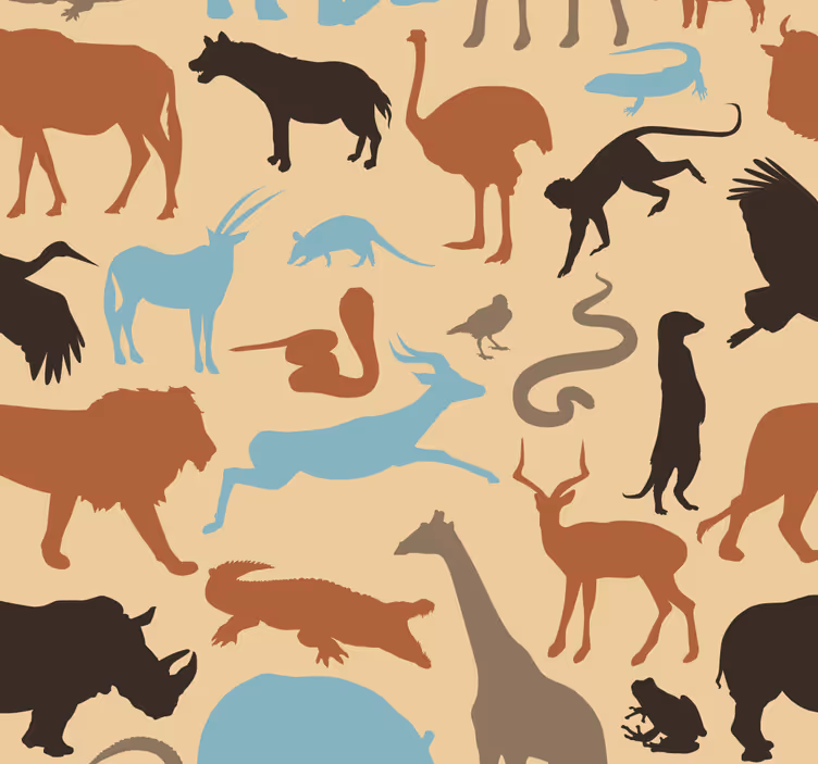 Silhueta safari živali tapeta - TenStickers