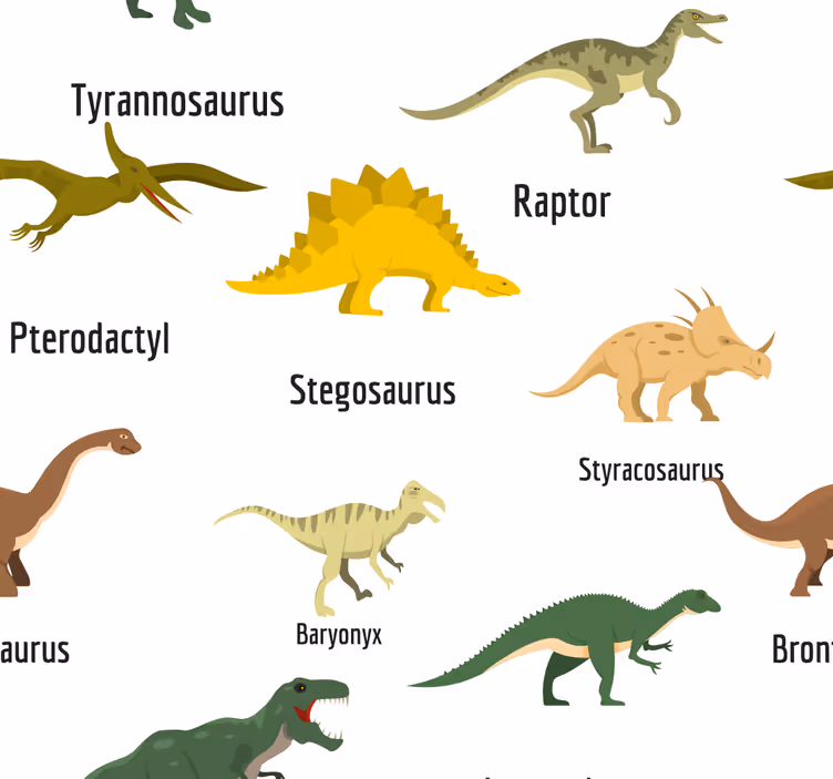 Realistični dinozavri z imeni otroška tapeta - TenStickers