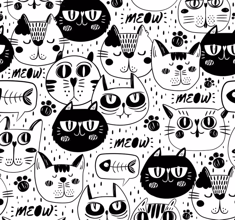 Mačke ozadje mačji risbice - TenStickers