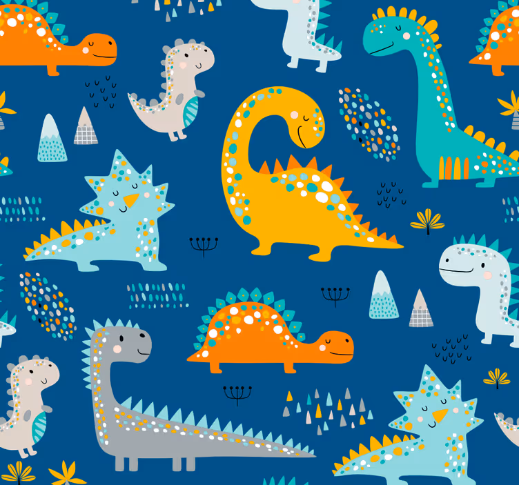Vzorec dinozavrov tapeta z dinozavri - TenStickers