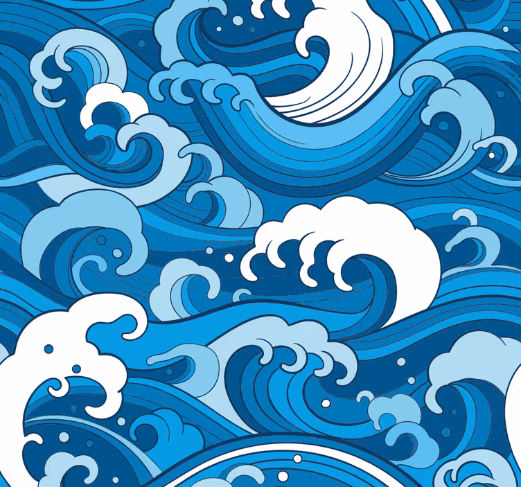 Vzorec oceanskih valov Modri tapeti - TenStickers