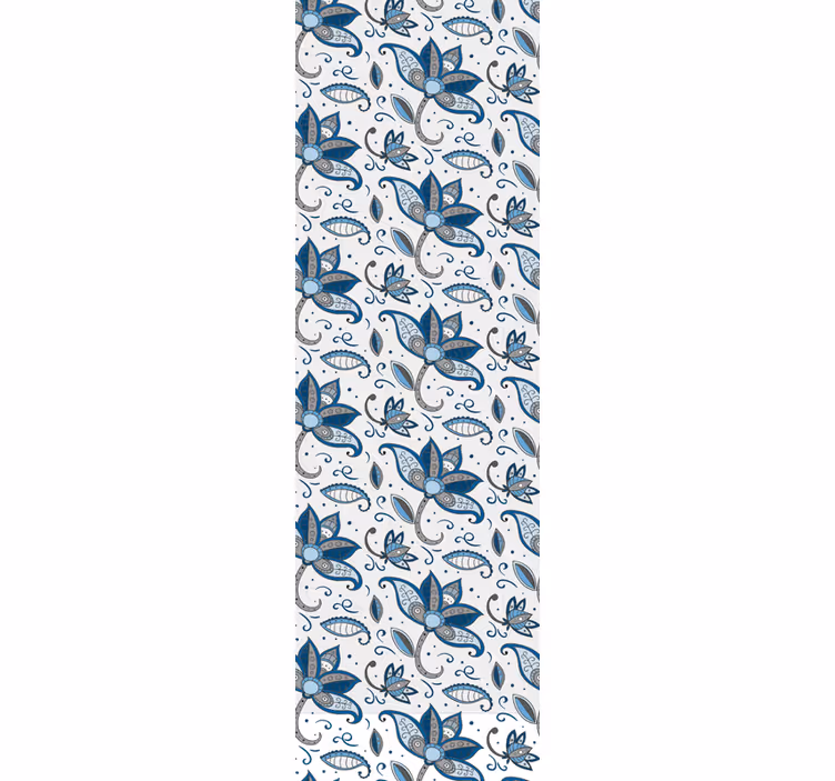 Modre rože tapeta z listi - TenStickers