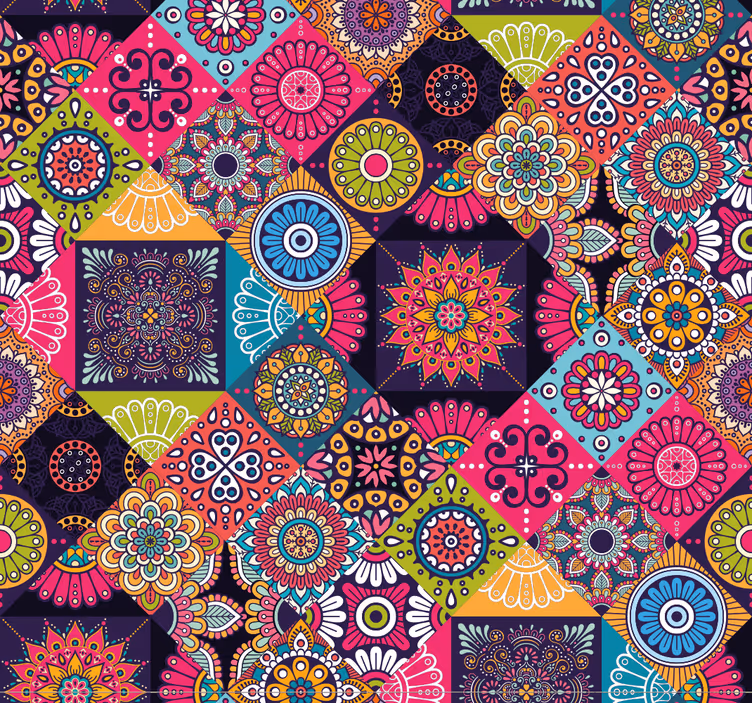 tapeta za temne ploščice mandala - TenStickers