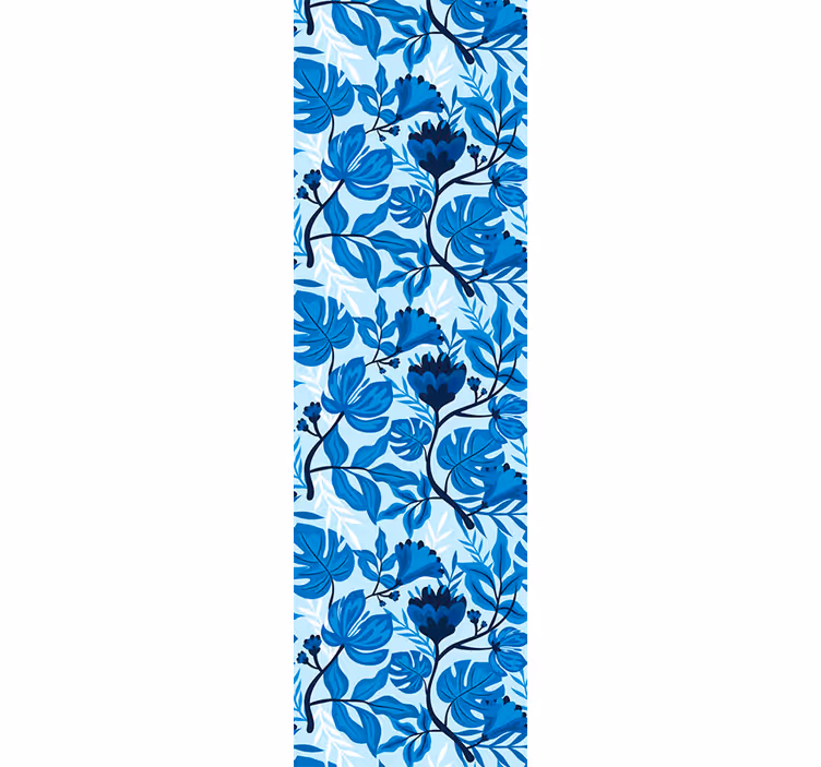 Modri botanični cvet tapeta z motivom vrtnice - TenStickers