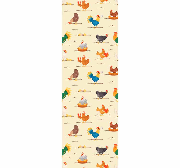Piščančji risani junaki vzorca tapeta - TenStickers