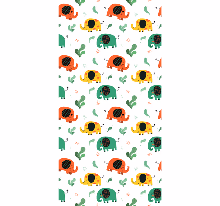 Igriv vzorec slona tapeta z motivom slona - TenStickers