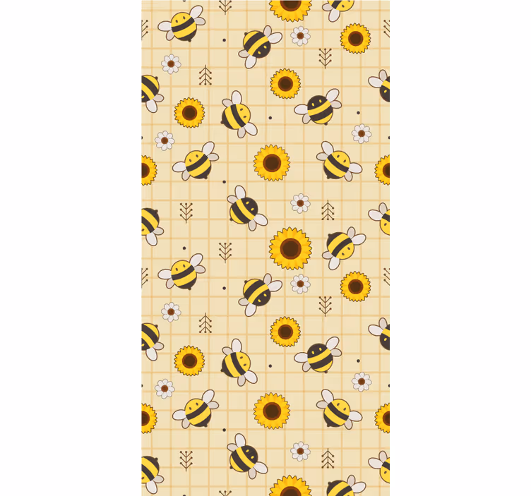 čebelji sončnični vzorec tapeta z živalmi - TenStickers