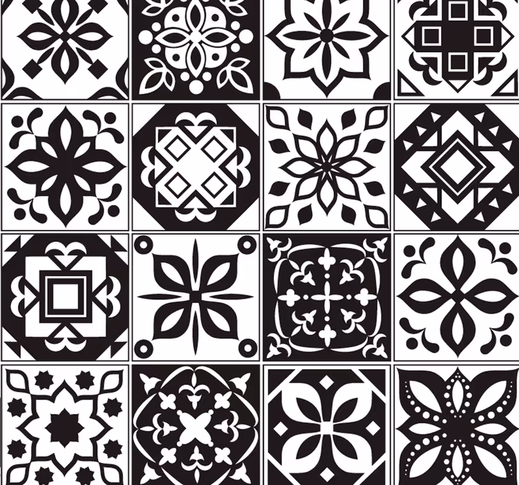Arabeska - črno-bele okrasne tapeta - TenStickers