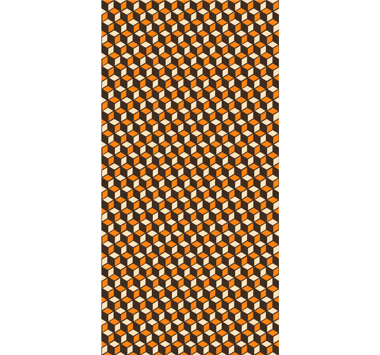 Kubični 3d oranžni vzorec geometrijski zidni papir - TenStickers
