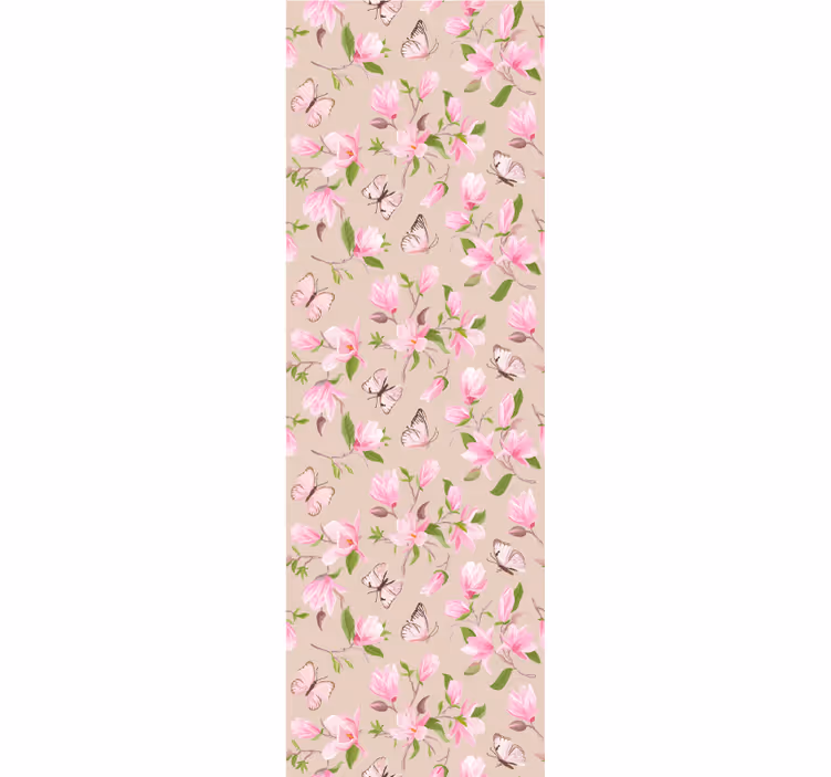 Magnolije in metulji tapeta z motivom vrtnice - TenStickers