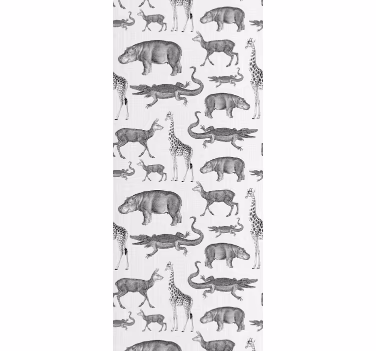 Tropski sivi motiv tapeta z živalmi - TenStickers
