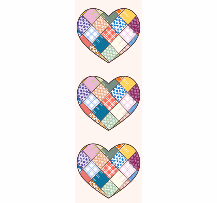 Patchwork dizajn srca cvetlični ornamentalni zidni papir - TenStickers