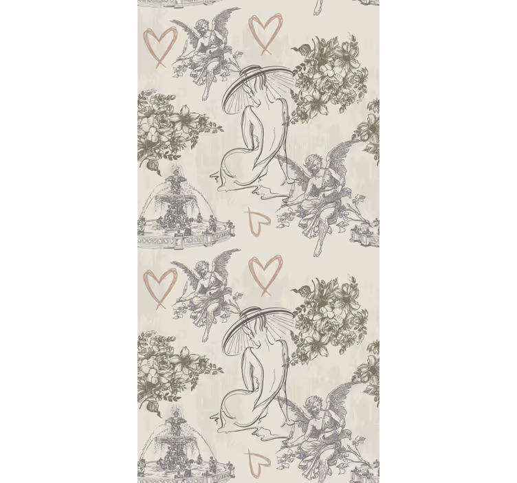 Vintage francosko tapeta z romantičnim vzorcem - TenStickers
