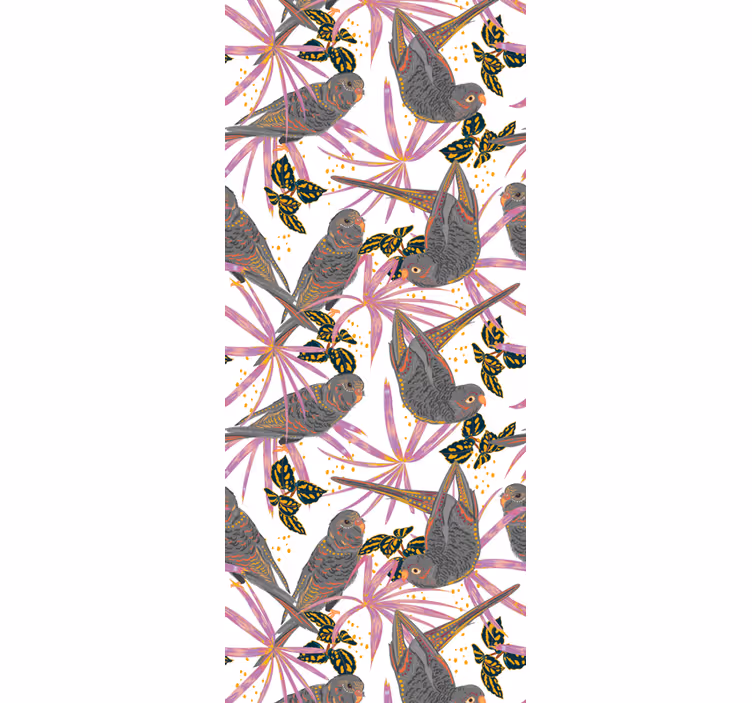 Colorful leaves tapeta z motivi ptic - TenStickers