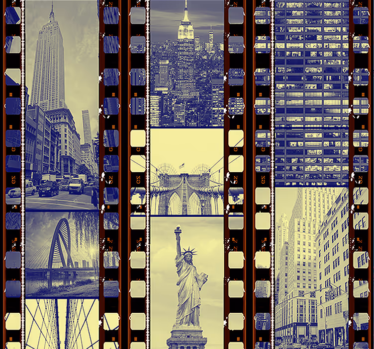 Urban Filmstrip Panorama mestno in državno tapeta - TenStickers