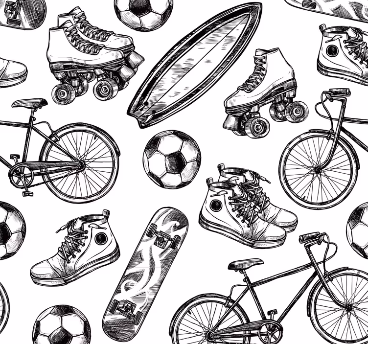 Vintage tapeta s športnimi logotipi - TenStickers