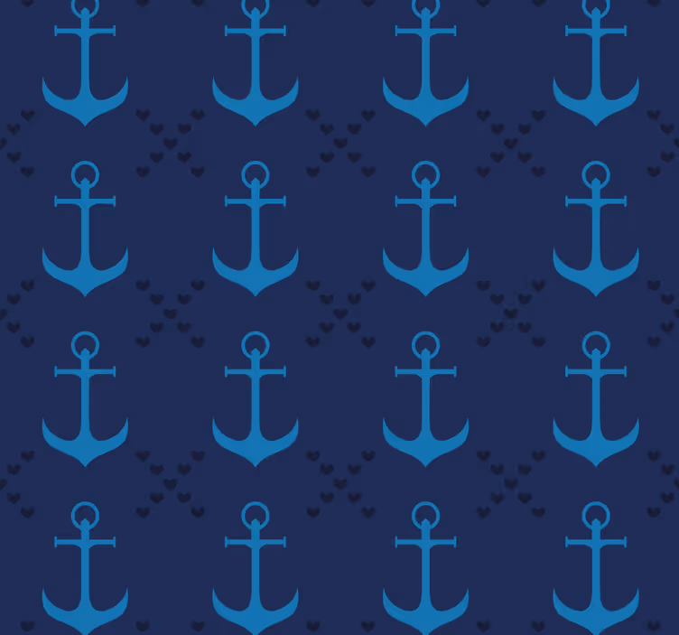 Temno modra sidra Tapeta za dnevno sobo - TenStickers