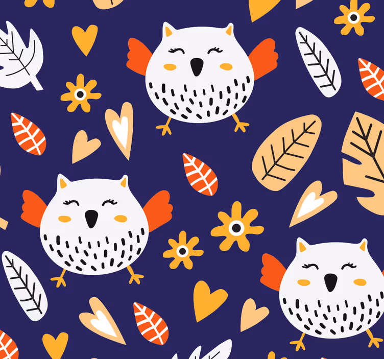 Naravni vzorec sove Tapeta z motivi ptic - TenStickers